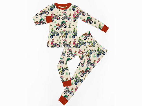 Pre order Racing through the Snow 1.0 Long sleeve top/pant Pajama set